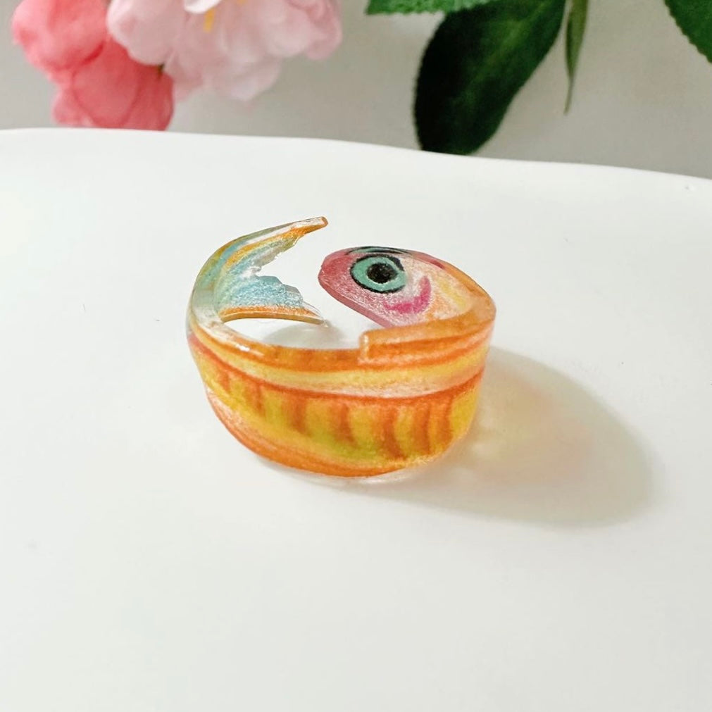 Handmade Fish Ring |Fierce Orange Juice