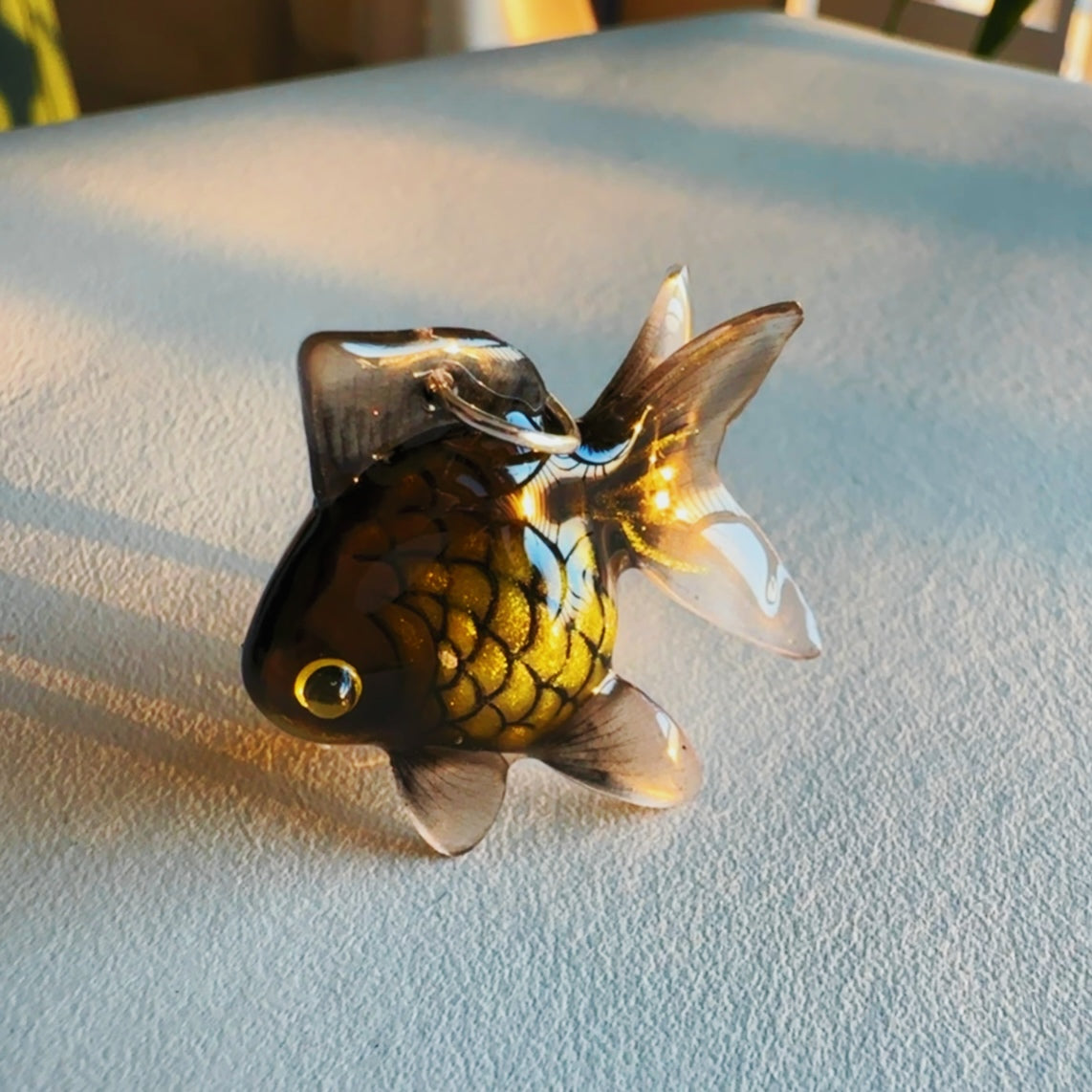 Handmade BLACK Goldfish Necklaceš¤