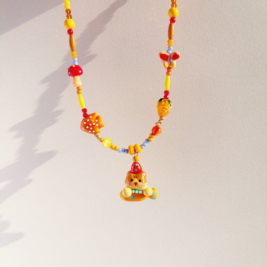 【One-off】Kitty Flying on the Fish Beaded Necklace 🐠