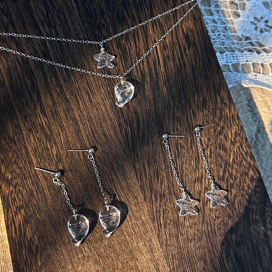 Clear Crystal Seals and Starfish Pendant Earrings/Necklace