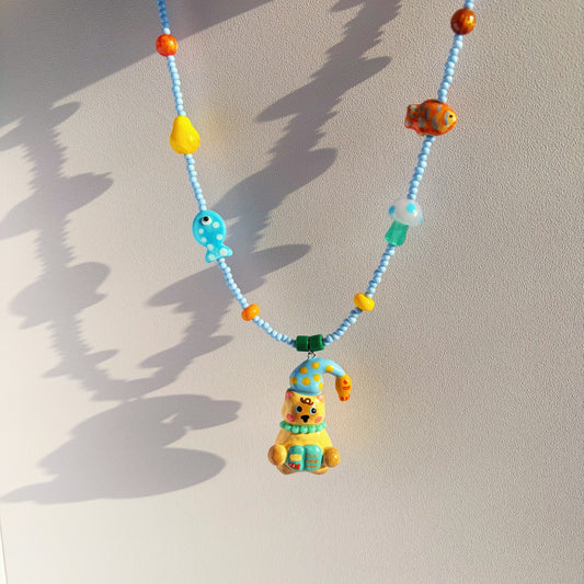 【One-off】Pajama Kitty Reading the Fish Book Necklace 🐠