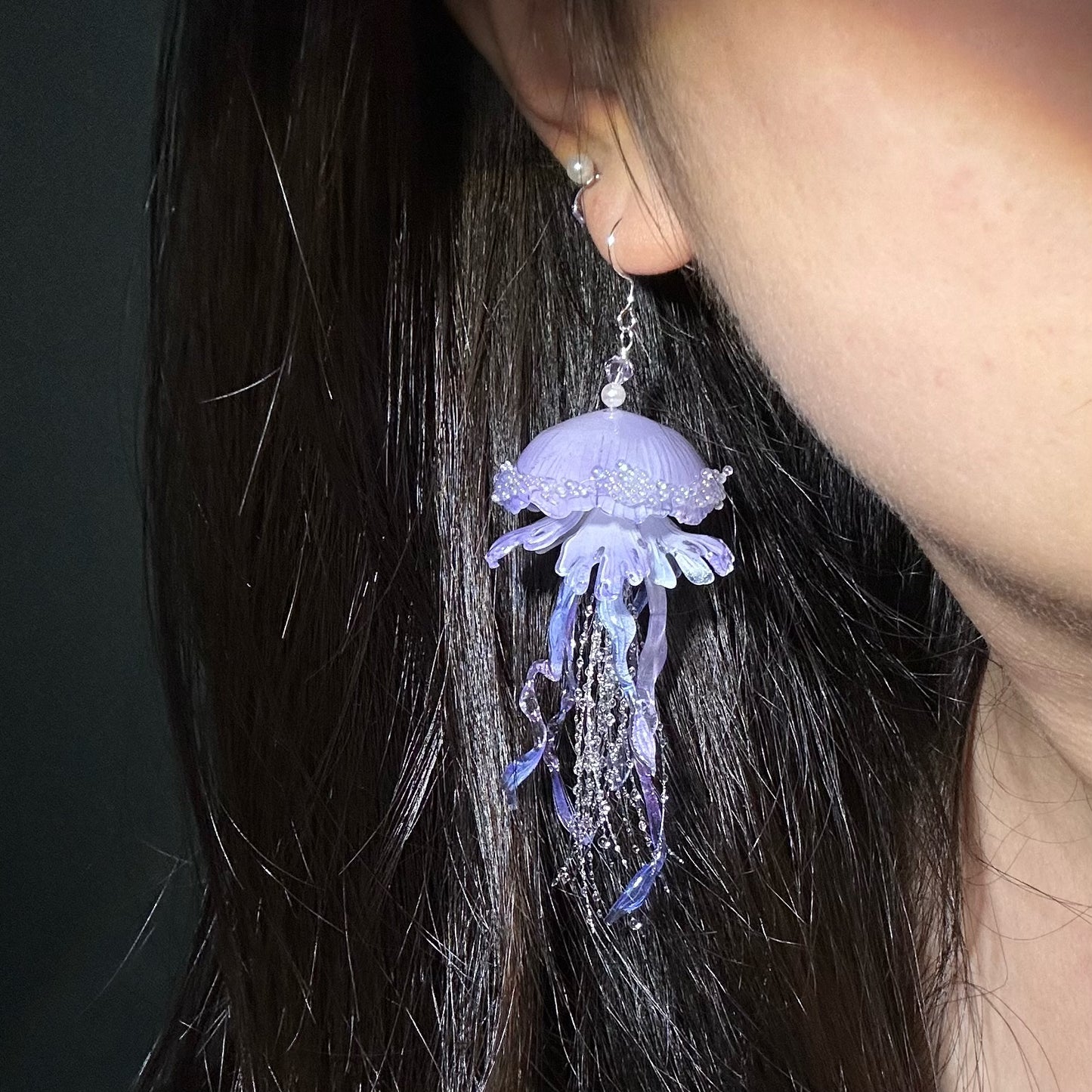 Purple Blue Jellyfish Earrings