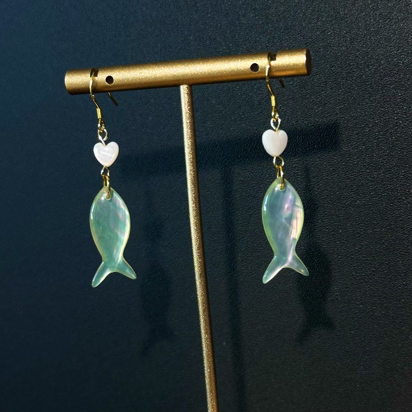 Translucent Green Fish Earrings