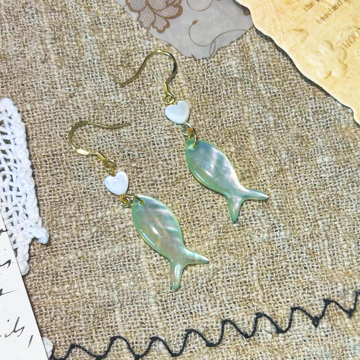 Translucent Green Fish Earrings
