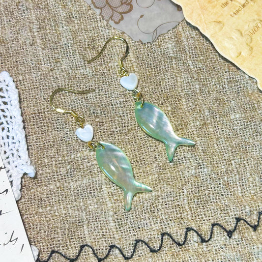 Translucent Green Fish Earrings