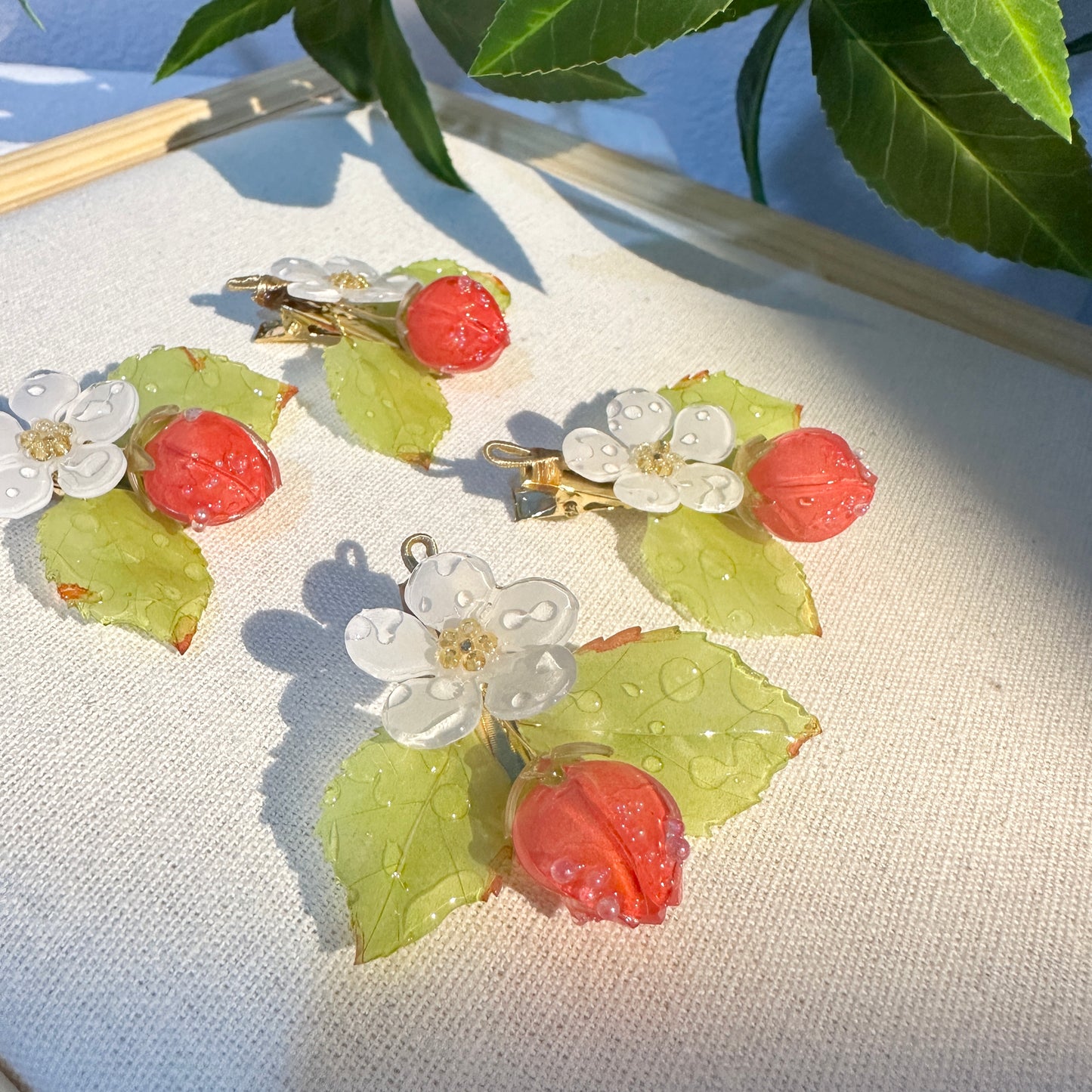 Handmade Strawberry Hair clips 🍓