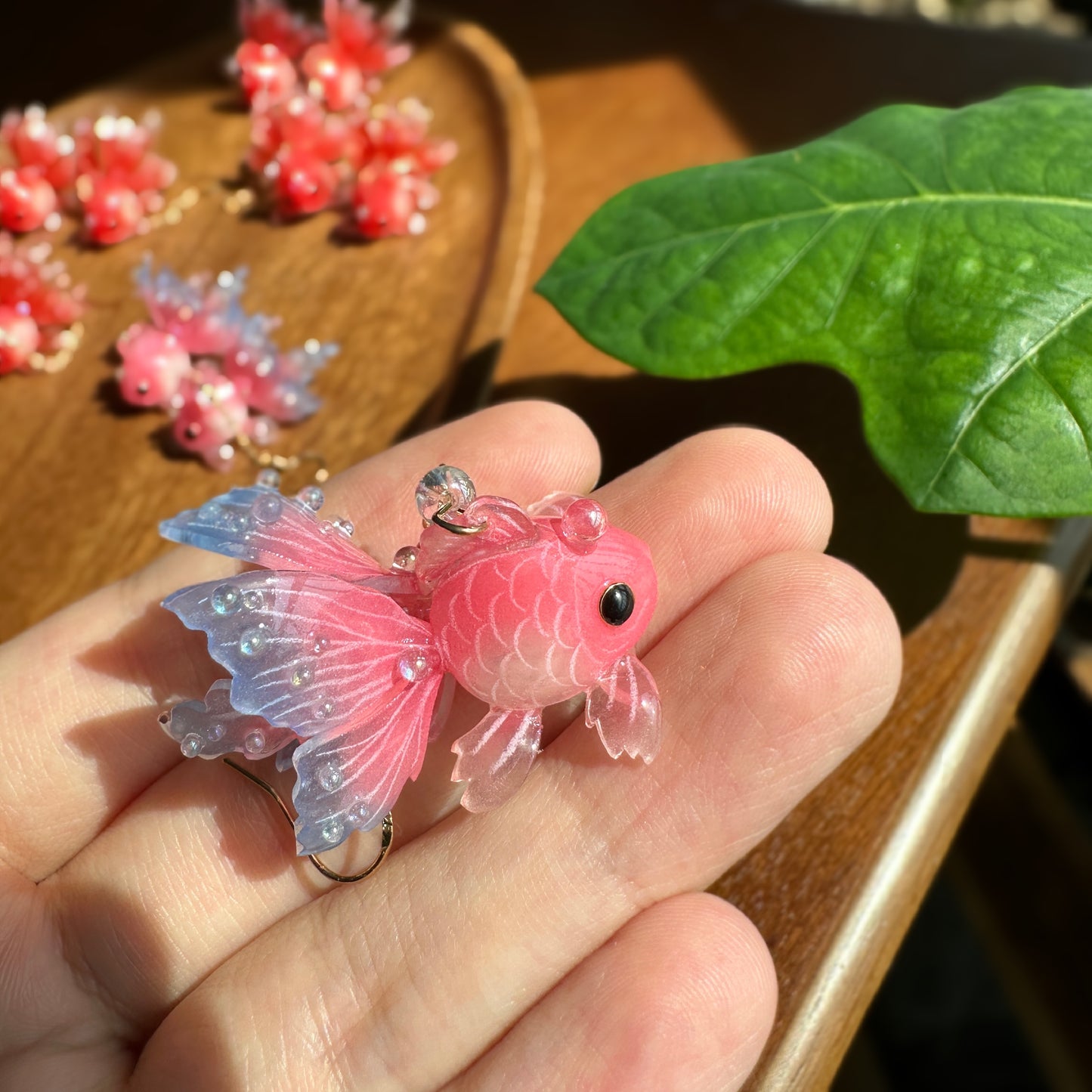 Handmade Goldfish Earrings | Pink Blue