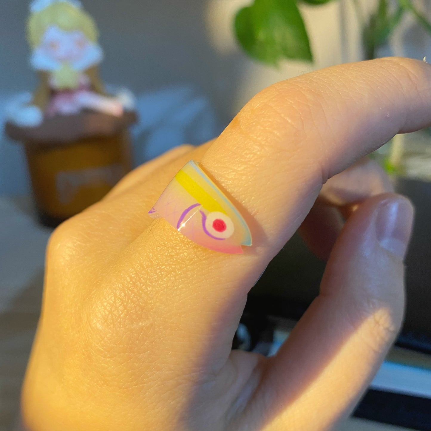 Pink Blue Fish Ring