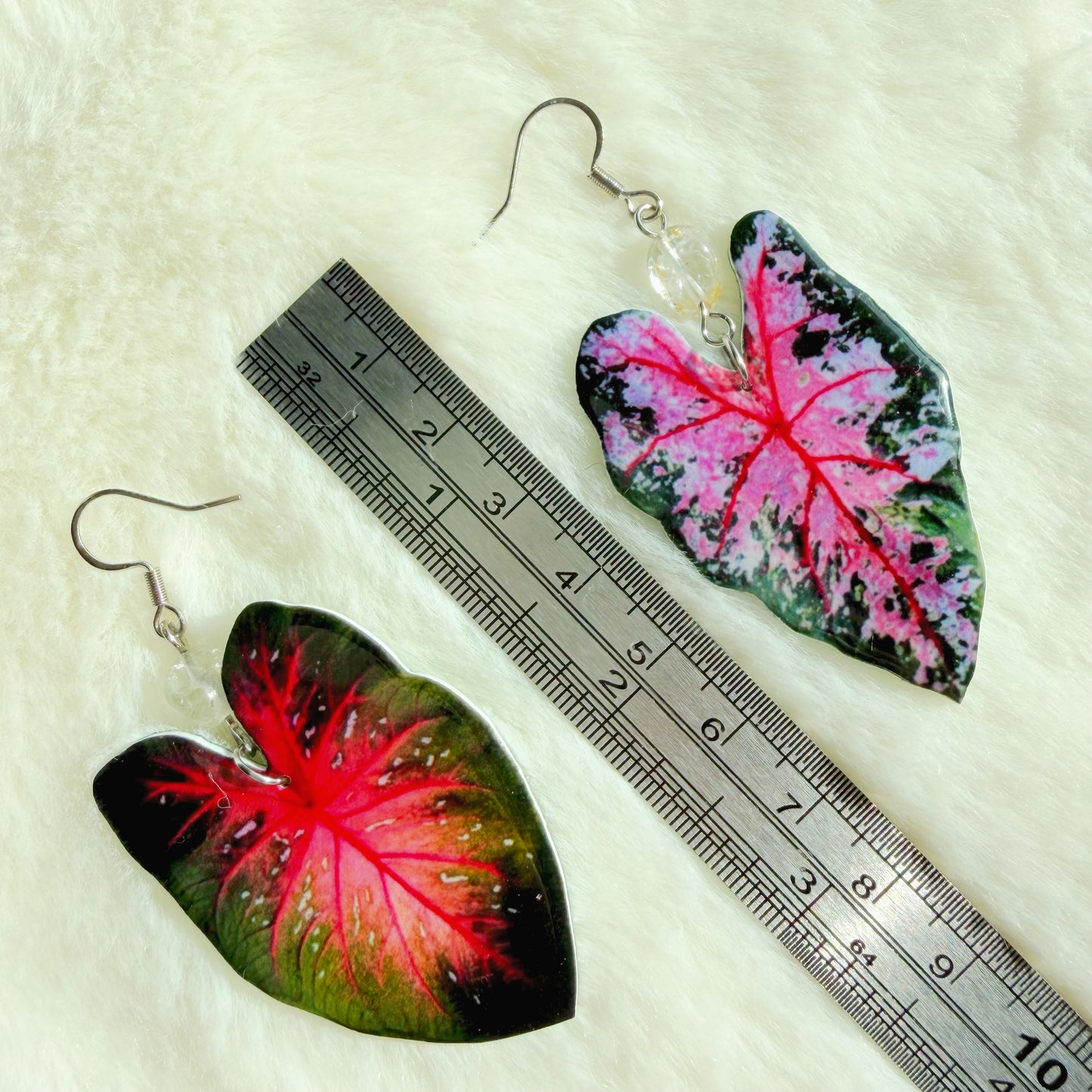Caladium Asymmetric Double-sided Earrings