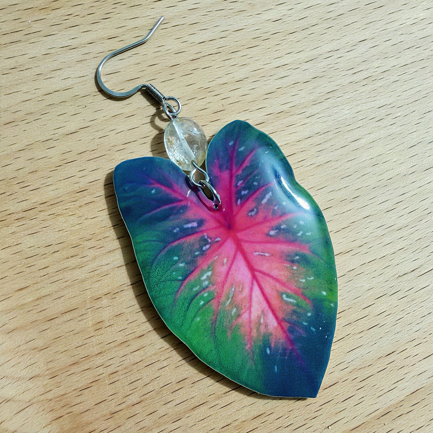 Caladium Asymmetric Double-sided Earrings
