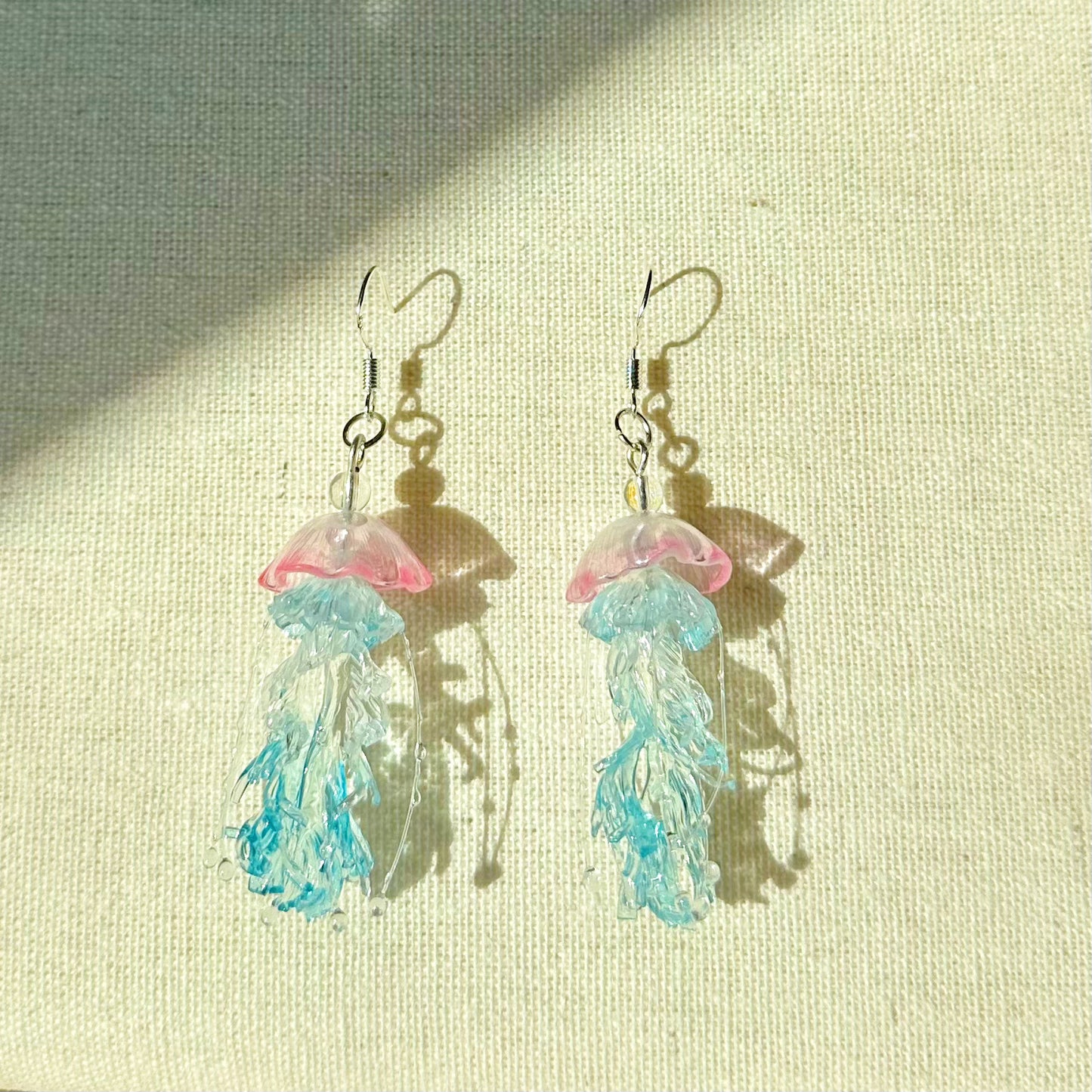 Handmade Transparent Pink Blue Jellyfish Earrings 💗