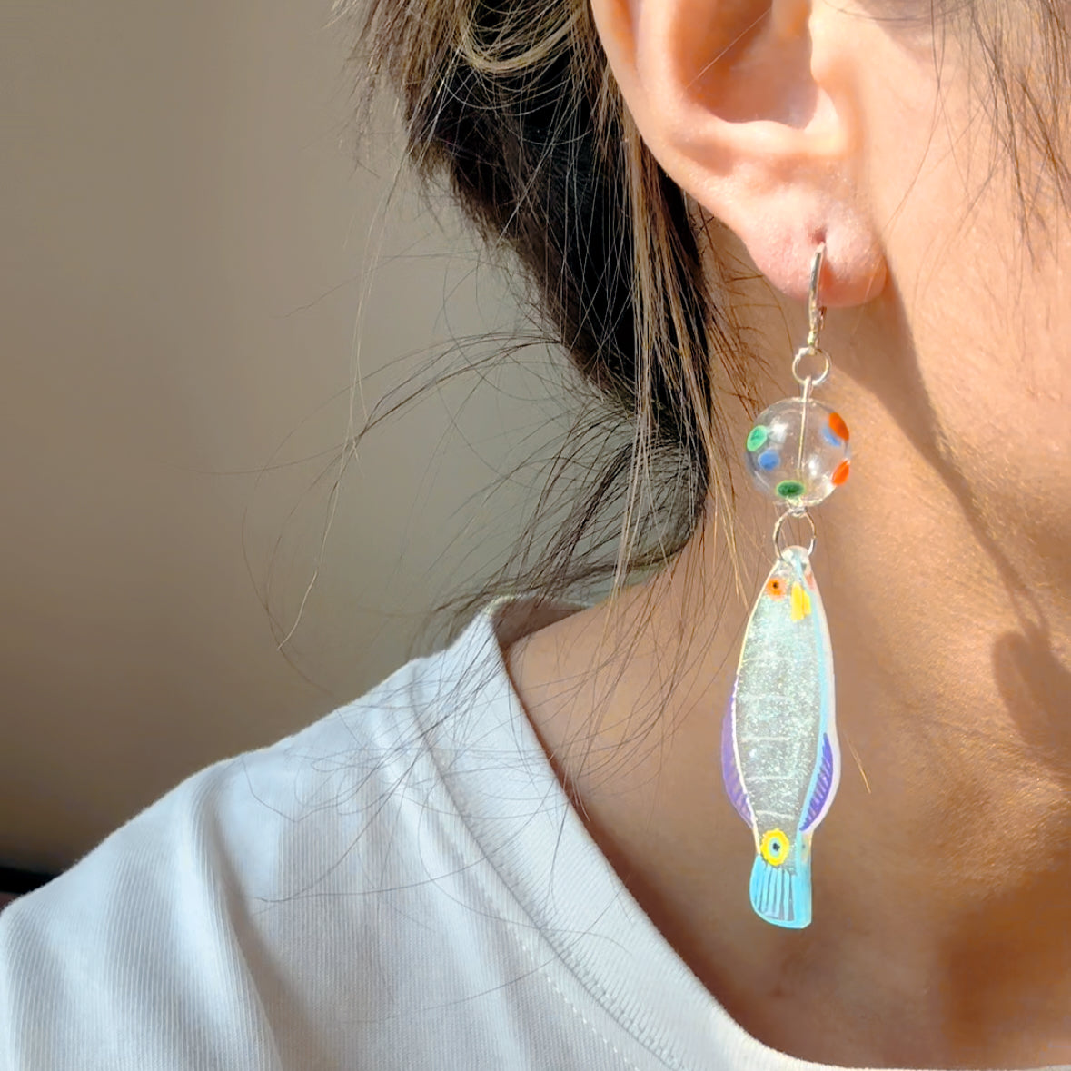 Handmade Shimmer Fish Earrings 🎐