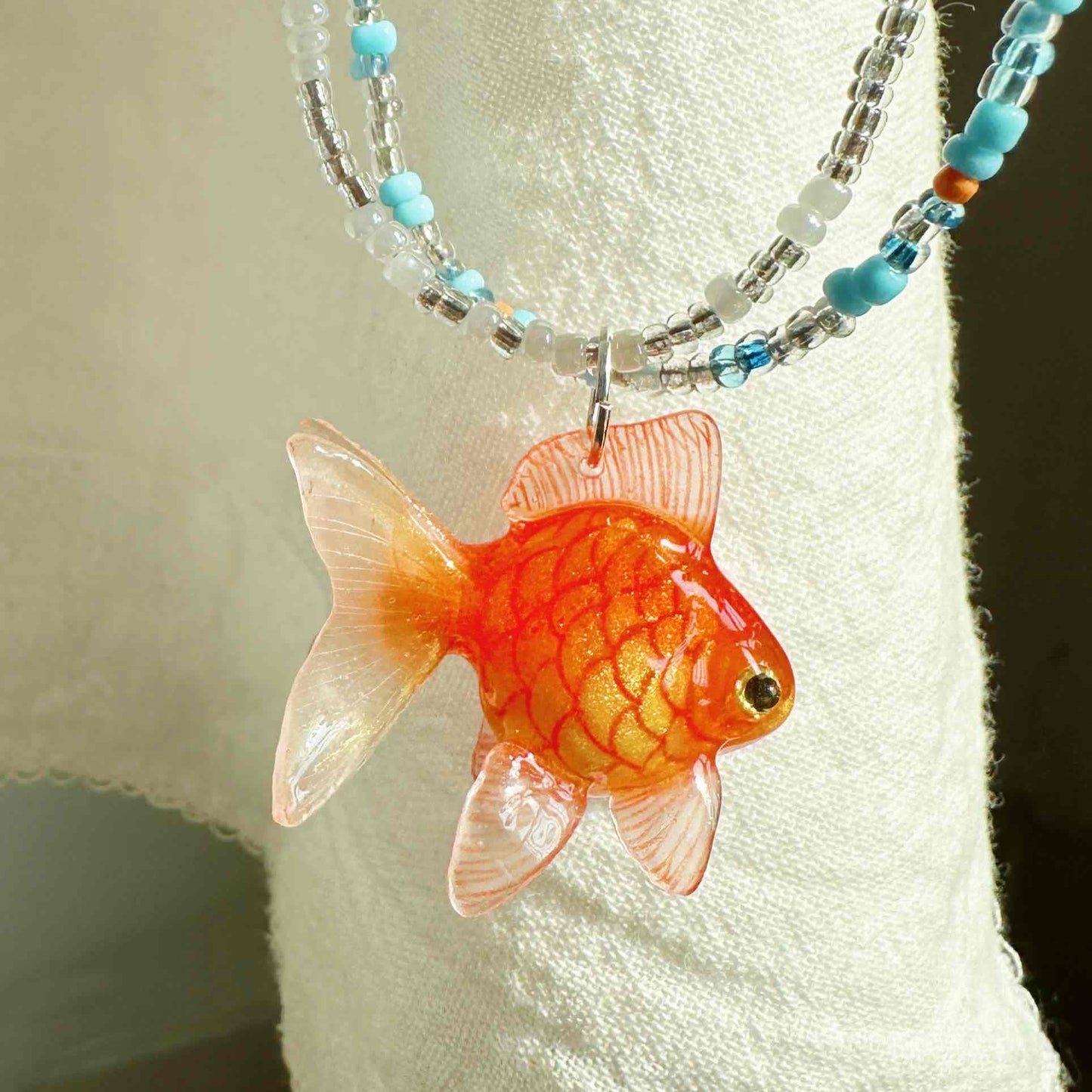 Handmade RED Goldfish Necklace ♥️