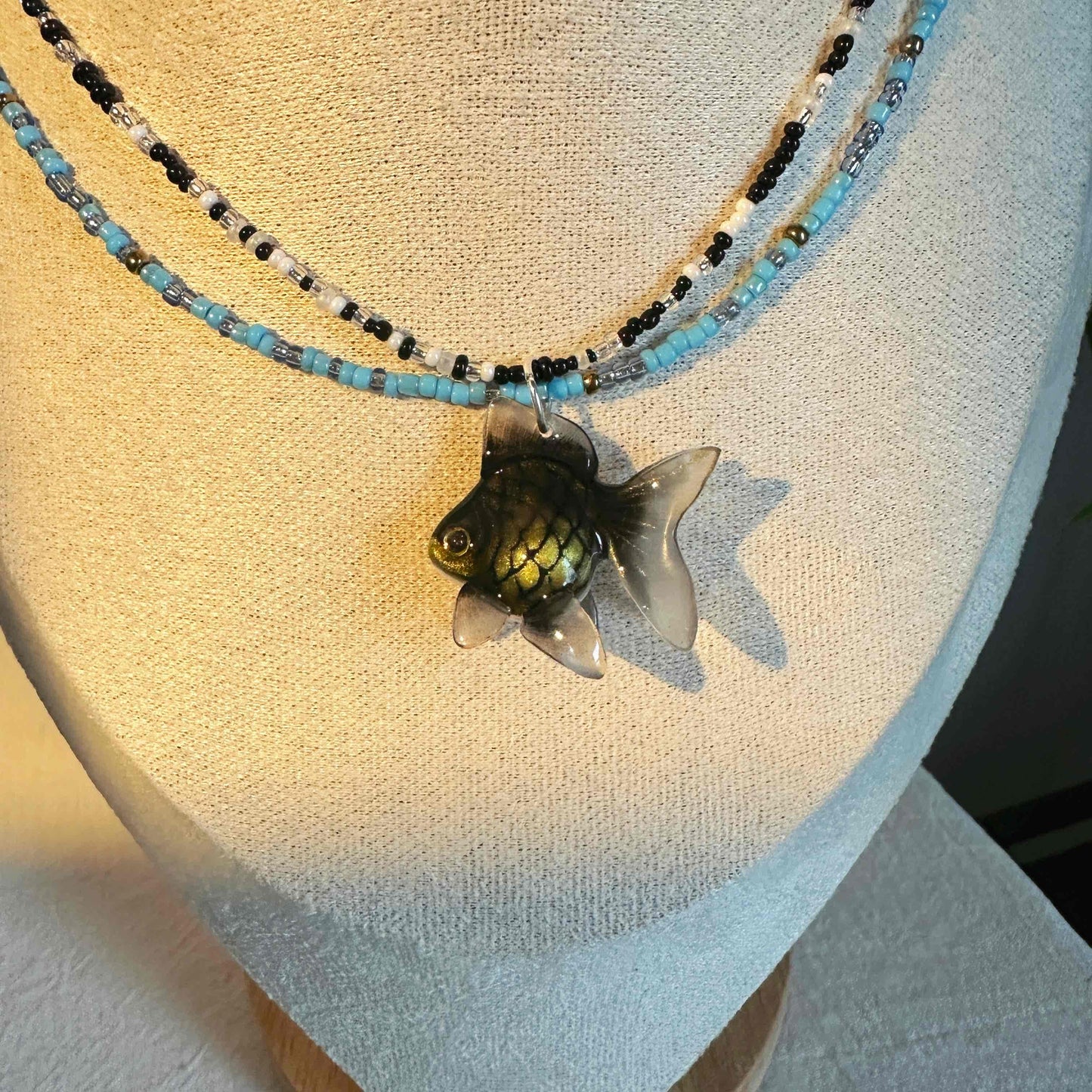 Handmade BLACK Goldfish Necklace🖤