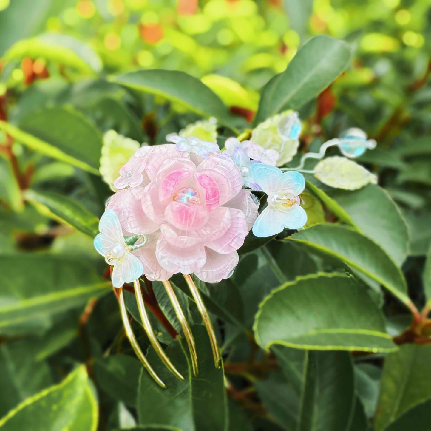 Handmade Butterfly Rose Hair Clips/Hair pins