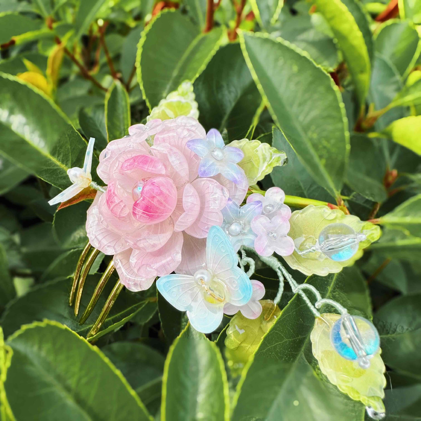 Handmade Butterfly Rose Hair Clips/Hair pins