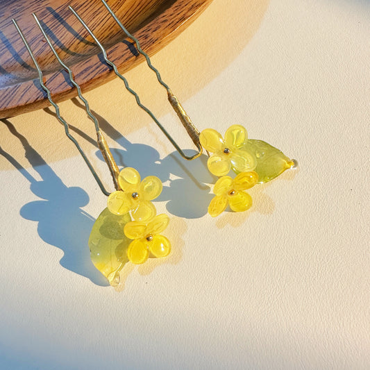 Tiny Osmanthus Hair Pins