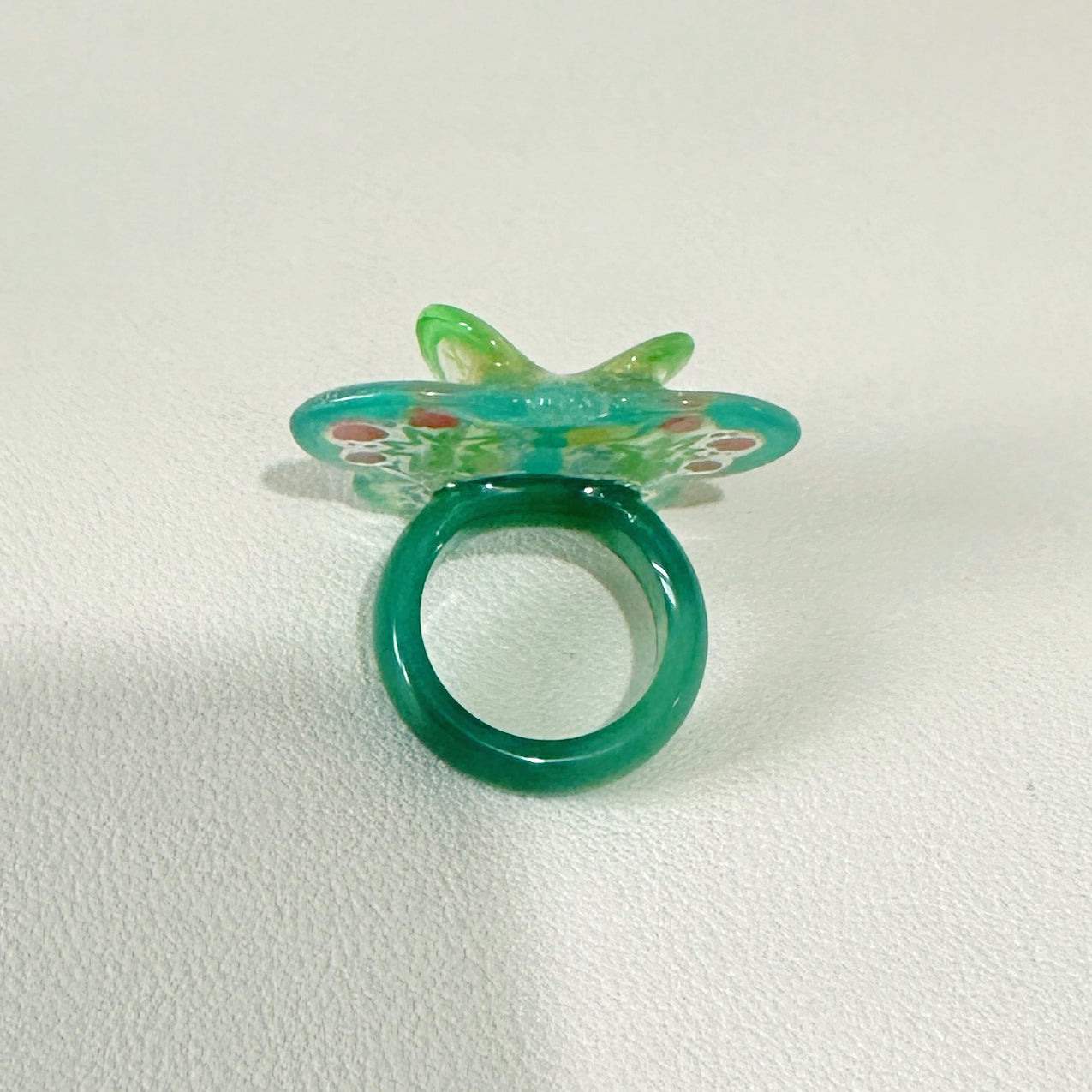 Butterfly on your finger🦋 Handmade Double-layered Green Butterfly Ring