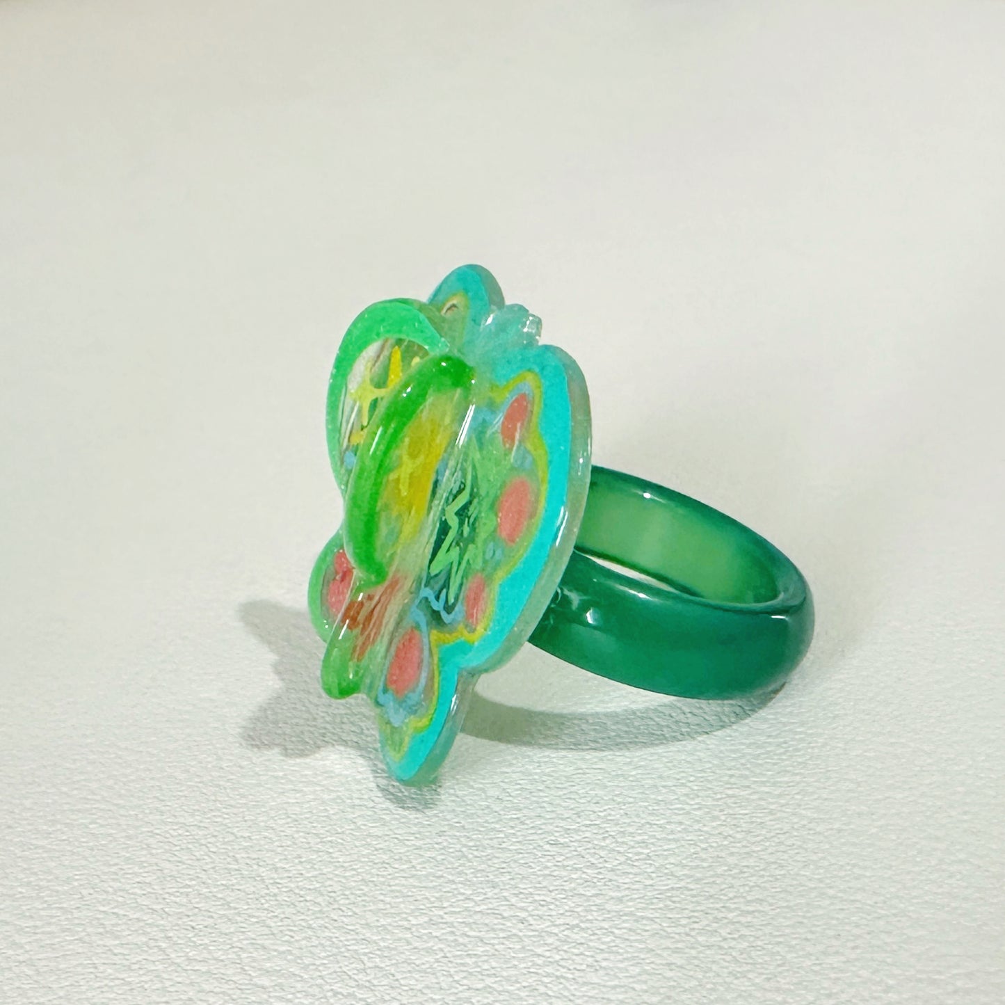 Butterfly on your finger🦋 Handmade Double-layered Green Butterfly Ring